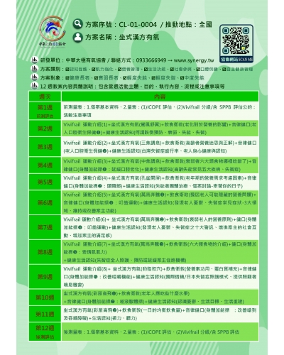CL-01-0004 / 坐式漢方有氧： 12週教學大綱